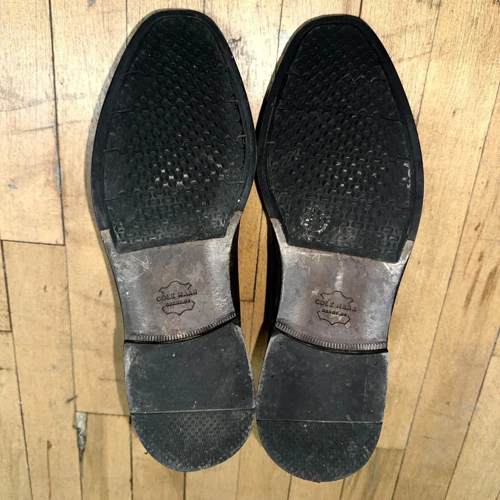 Cole Haan Chukka Boots Men's 9 Gray Black Leather Wagner Grand‎ Apron Lace Up